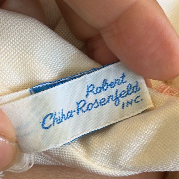 Vintage Robert Chiha-Rosenfeld off white Qiana nylon long zip front kaftan robe - Picture 9 of 10